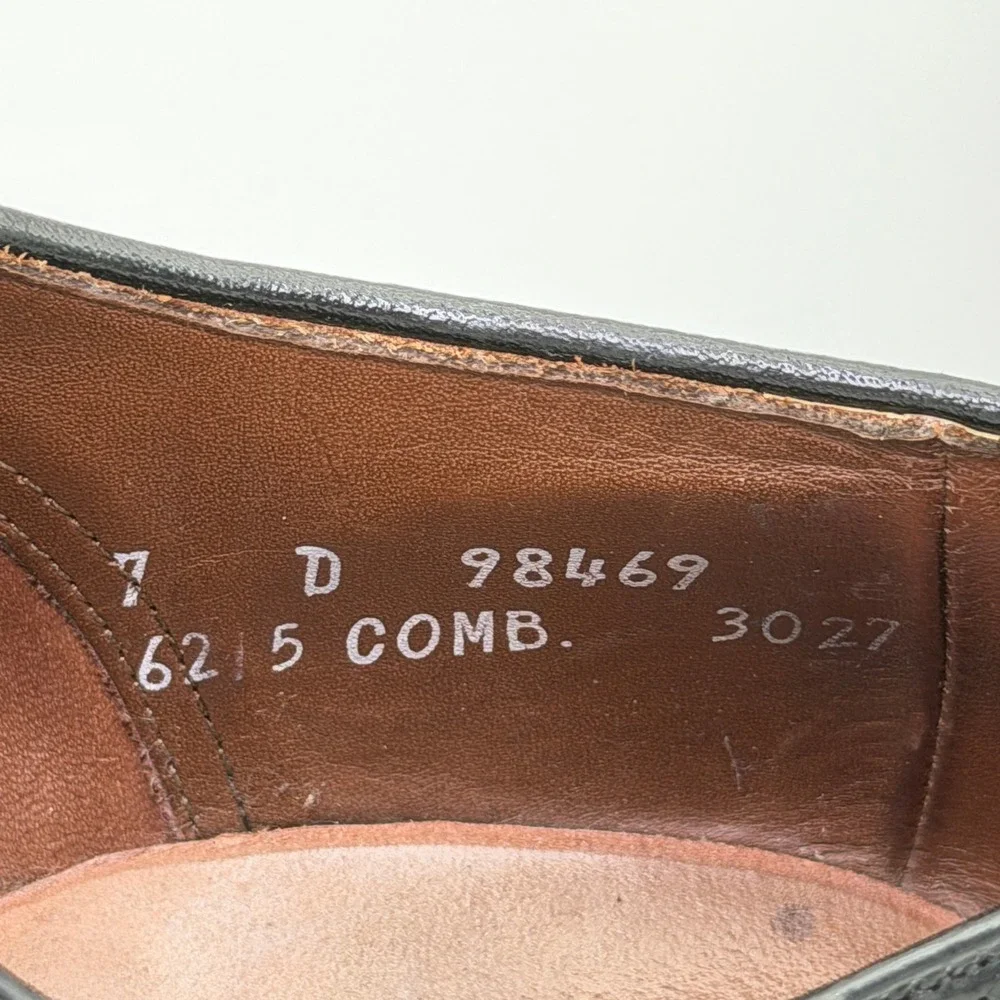 Allen Edmonds McAllister Black Leather Wingtip Oxford Shoes Mens 7 D‎ 6215